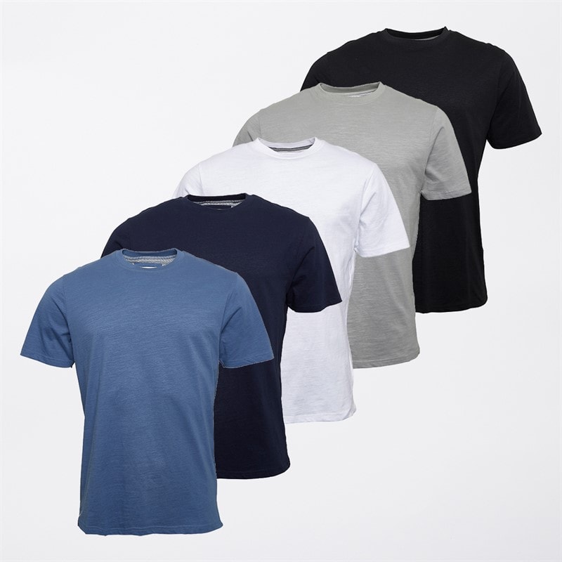THREADBARE Mens Fontain Five Pack T-Shirts Multi - Image 1