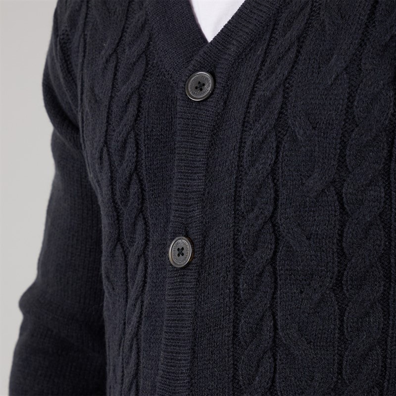 THREADBARE Mens Campionway Cardigan Navy - Image 3
