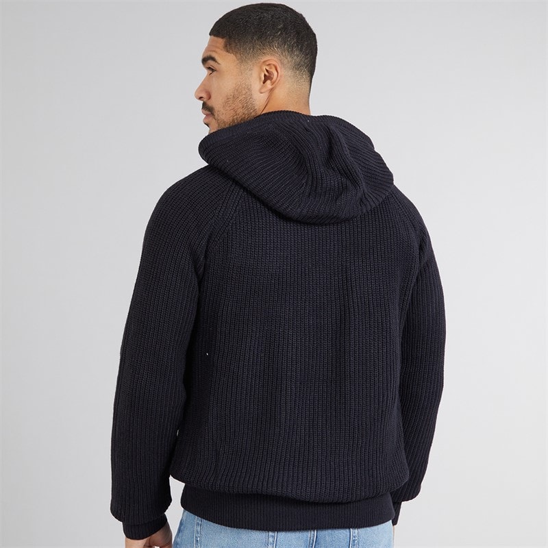 THREADBARE Mens Hannerton Knitted Hoodie Navy - Image 2