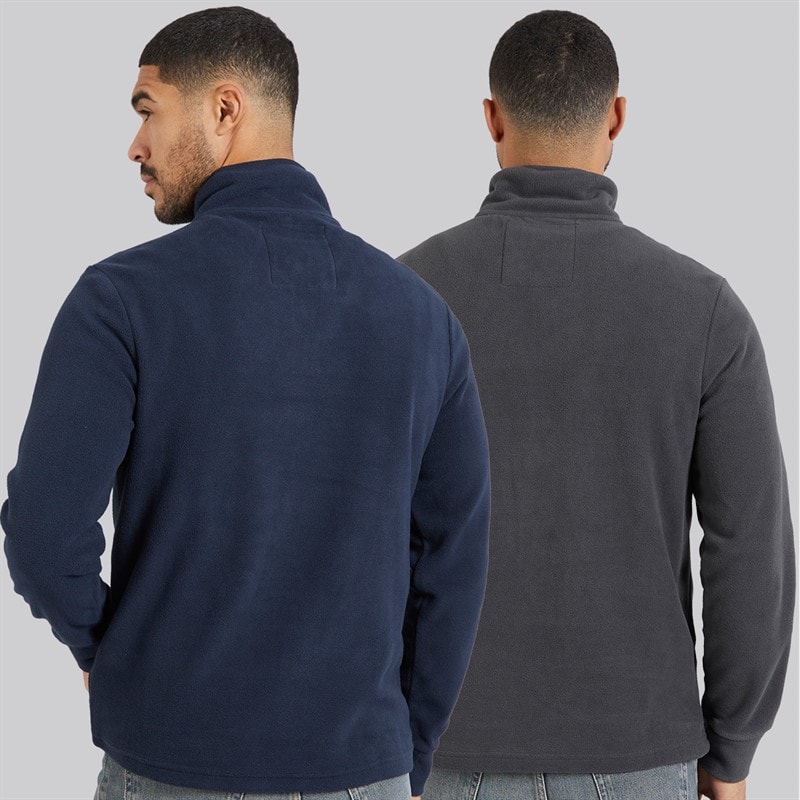 THREADBARE Mens Pascal Two Pack Fleeces Navy/Charcoal - Image 2