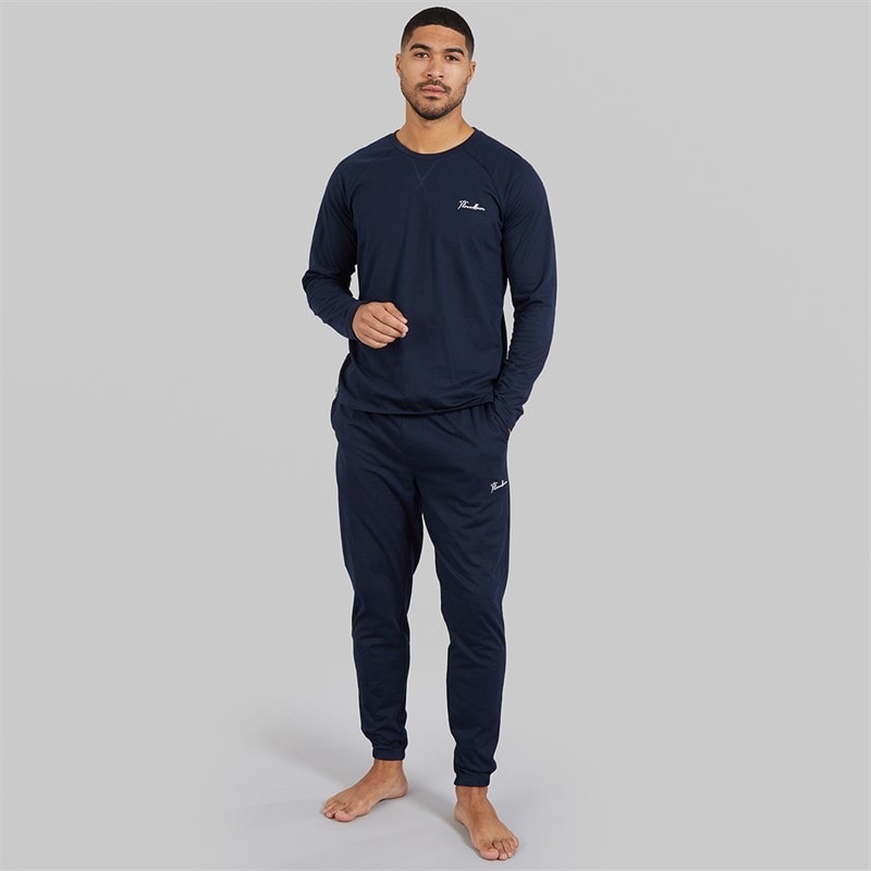 THREADBARE Mens Logger Pyjama Set Navy - Image 1