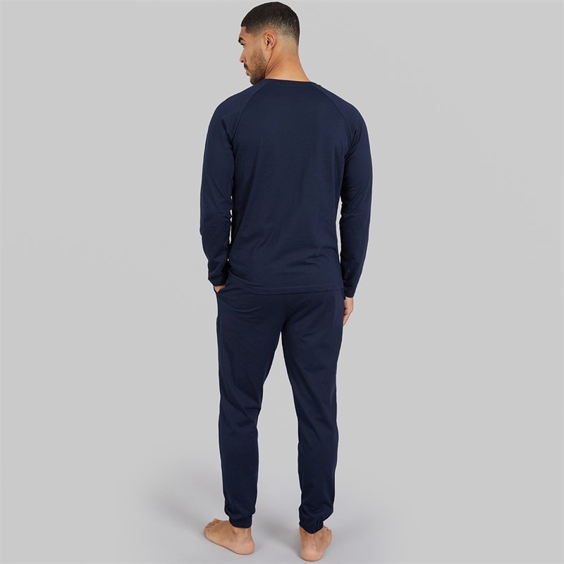 THREADBARE Mens Logger Pyjama Set Navy - Image 2