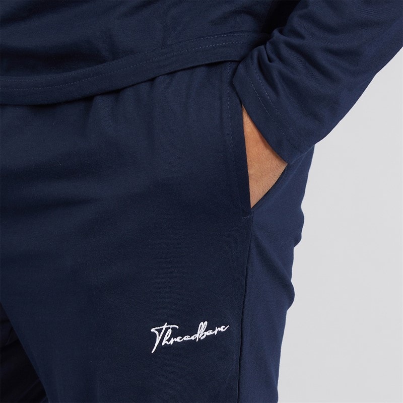 THREADBARE Mens Logger Pyjama Set Navy - Image 3