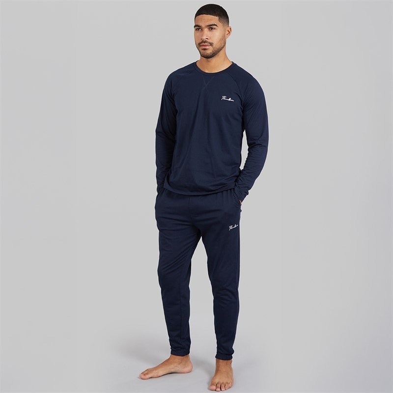 THREADBARE Mens Logger Pyjama Set Navy - Image 4