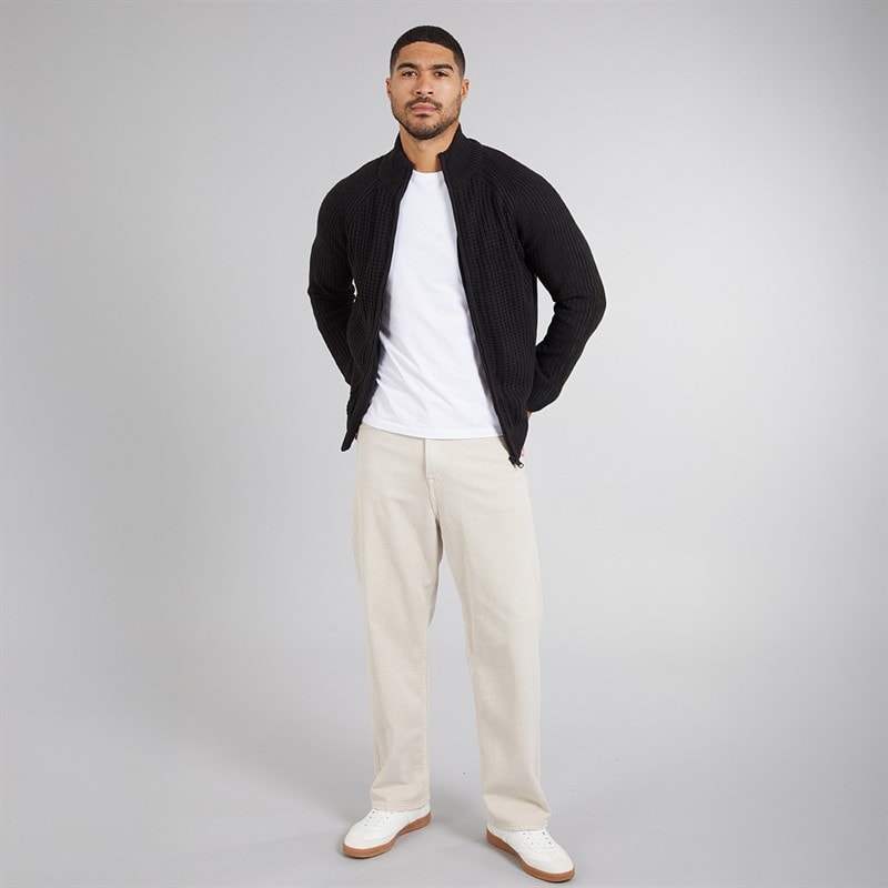 THREADBARE Mens Westleigh Full Zip Cardigan Black - Image 4