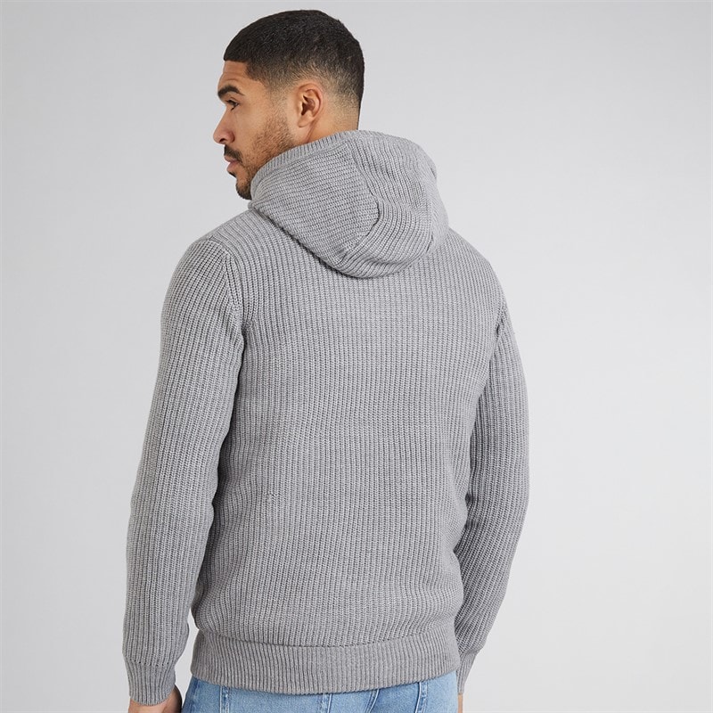 THREADBARE Mens Haydock Knitted Shacket Grey Marl - Image 2