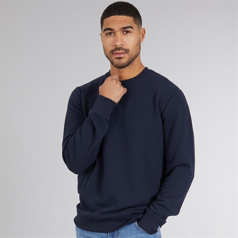 THREADBARE Mens Free Crew Neck Sweatshirt Navy - Image 1