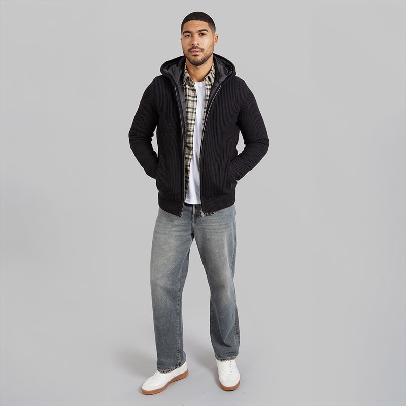 THREADBARE Mens Haydock Knitted Shacket Black - Image 4