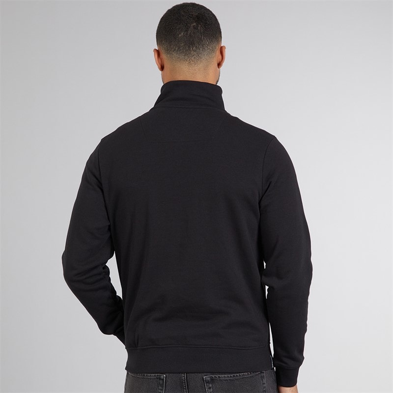 THREADBARE Mens Cosmopolitan 1/4 Zip Sweatshirt Black - Image 2