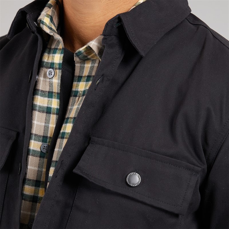 THREADBARE Mens Church Long Sleeve Shacket Black - Image 3