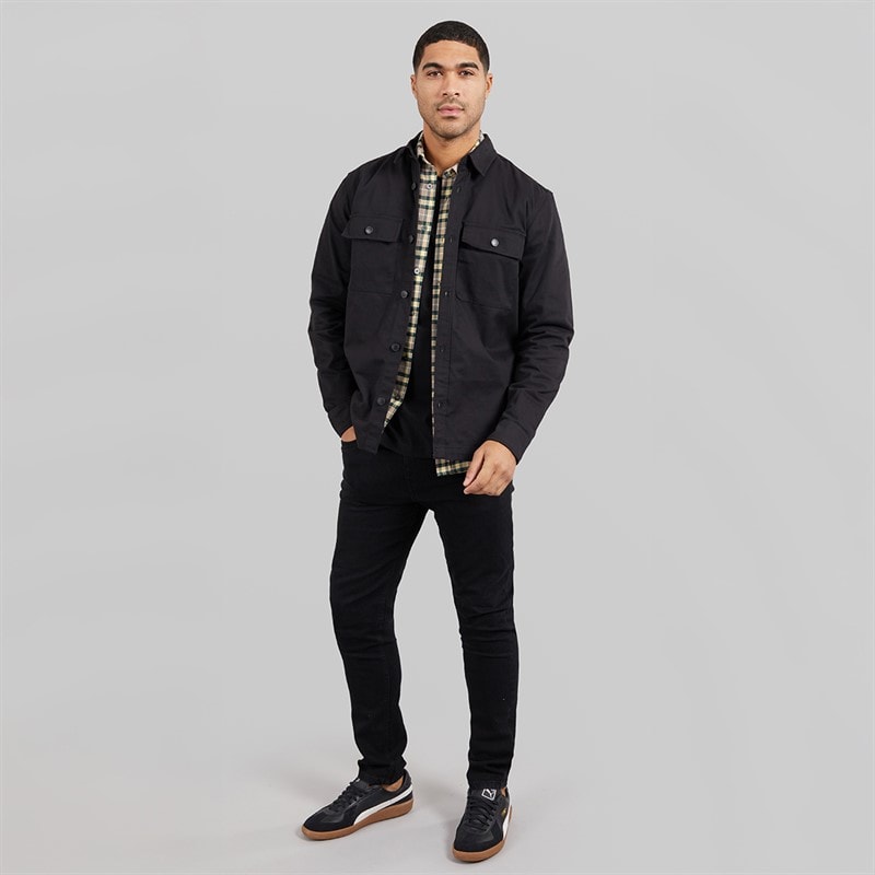THREADBARE Mens Church Long Sleeve Shacket Black - Image 4
