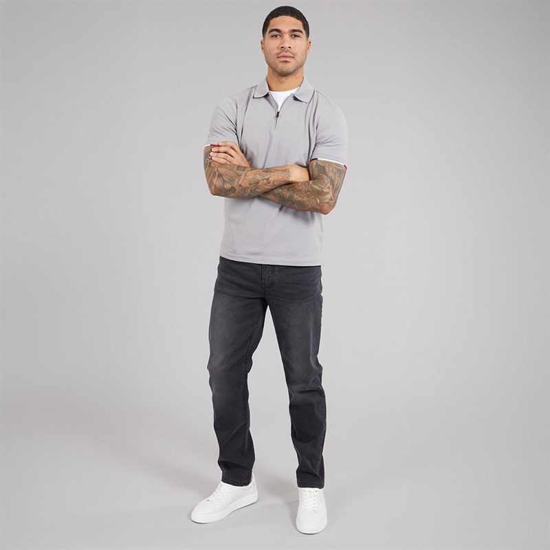 THREADBARE Mens Canterbury Straight Fit Jeans Grey Wash - Image 4