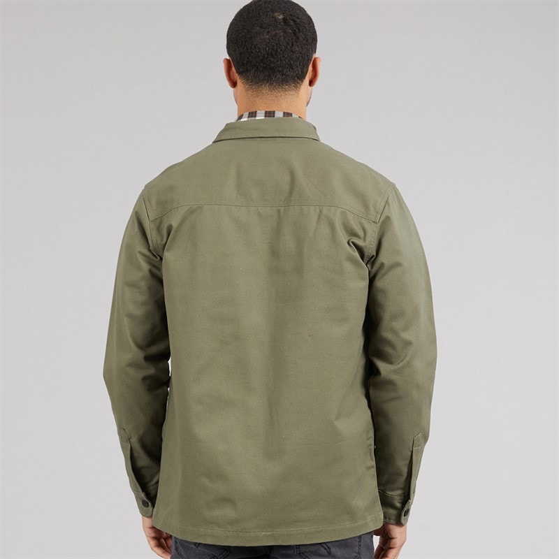 THREADBARE Mens Church Long Sleeve Shacket Olive - Image 2