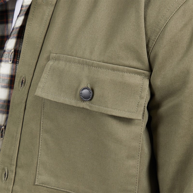 THREADBARE Mens Church Long Sleeve Shacket Olive - Image 3