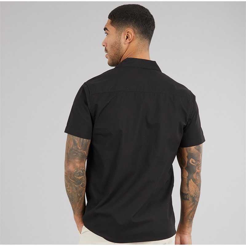 THREADBARE Mens Yewdale Short Sleeve Shirt Black - Image 2