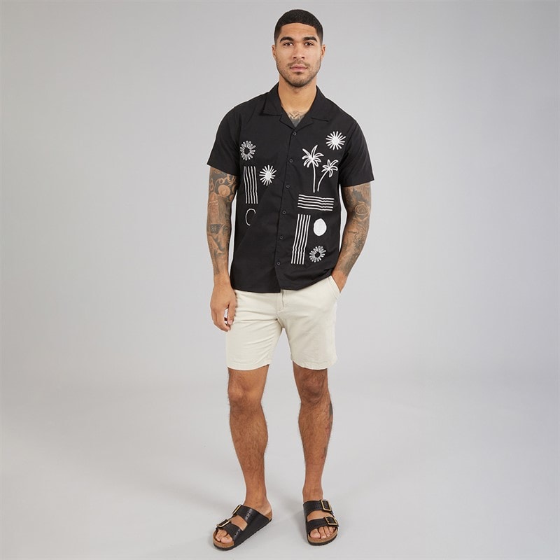 THREADBARE Mens Yewdale Short Sleeve Shirt Black - Image 3