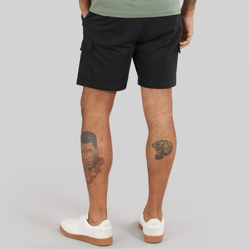 THREADBARE Mens Temples Cargo Shorts Black - Image 2