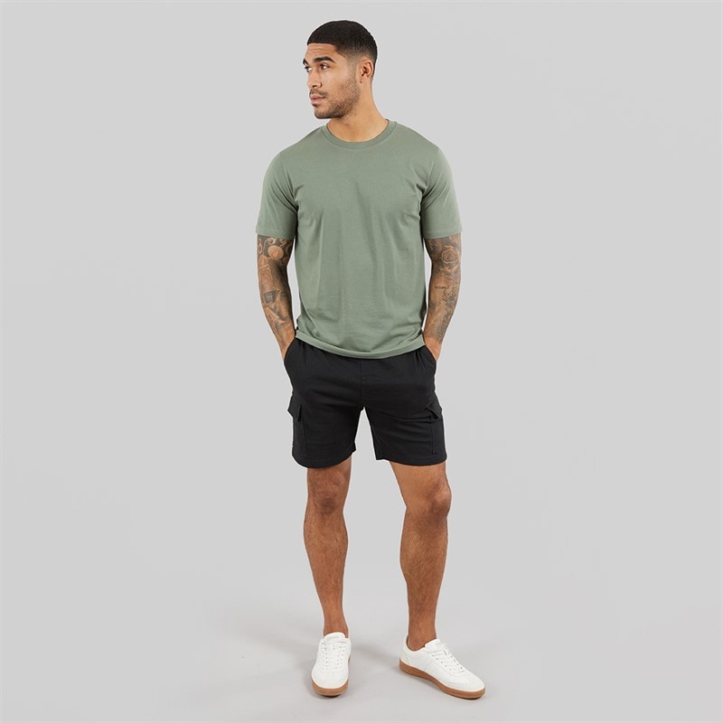 THREADBARE Mens Temples Cargo Shorts Black - Image 3