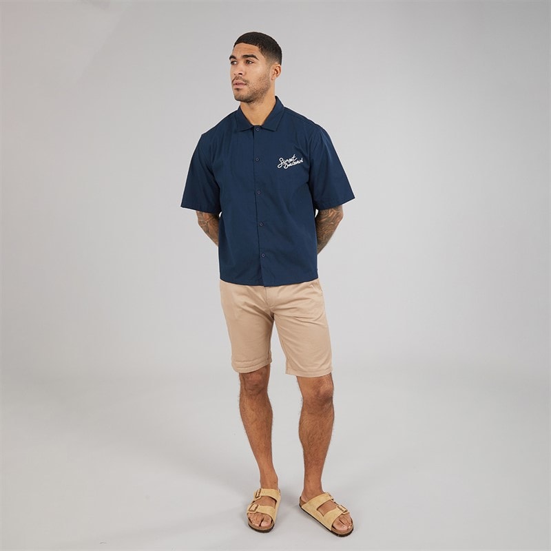 THREADBARE Mens Melda Boxy Fit Short Sleeve Shirt Navy - Image 4