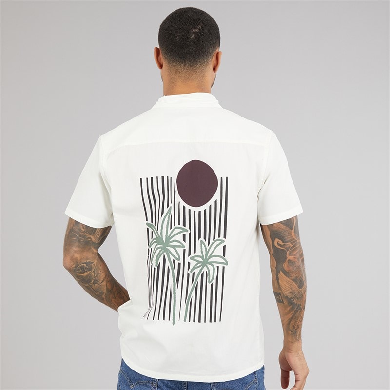 THREADBARE Mens Rawlin Short Sleeve Shirt Ecru - Image 3