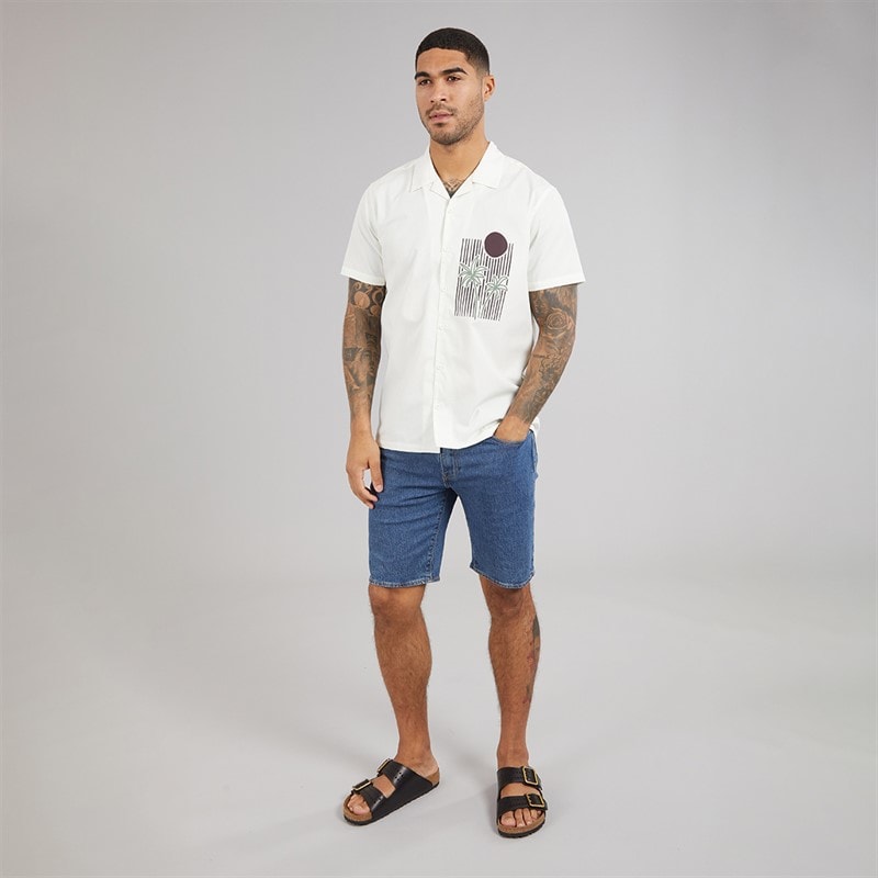 THREADBARE Mens Rawlin Short Sleeve Shirt Ecru - Image 4