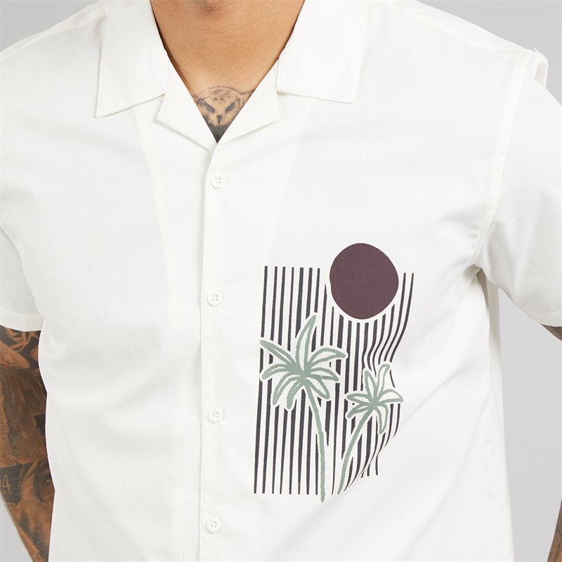 THREADBARE Mens Rawlin Short Sleeve Shirt Ecru - Image 5