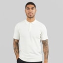 THREADBARE Mens Douglas Knitted Polo Shirt Ecru