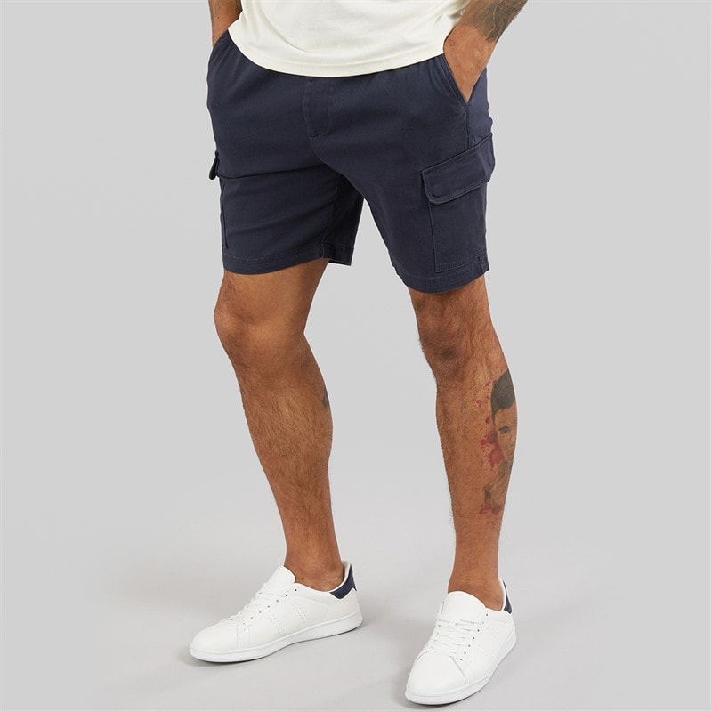 THREADBARE Mens Temples Cargo Shorts Navy - Image 1