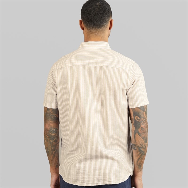 THREADBARE Mens Erik Short Sleeve Shirt Stone - Image 2
