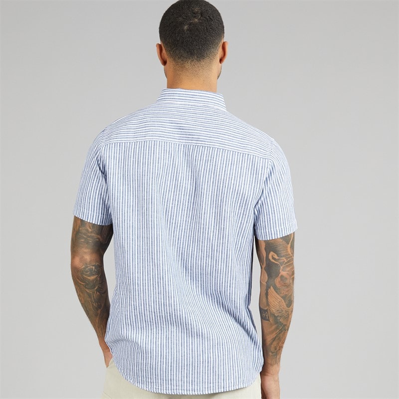 THREADBARE Mens Erik Short Sleeve Shirt Blue - Image 2