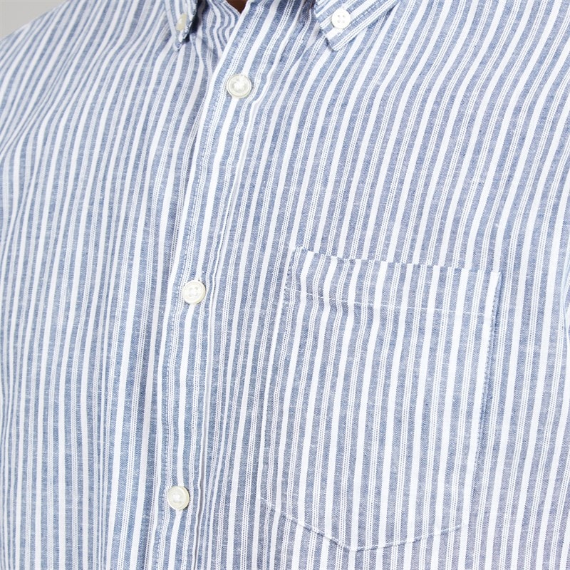THREADBARE Mens Erik Short Sleeve Shirt Blue - Image 3