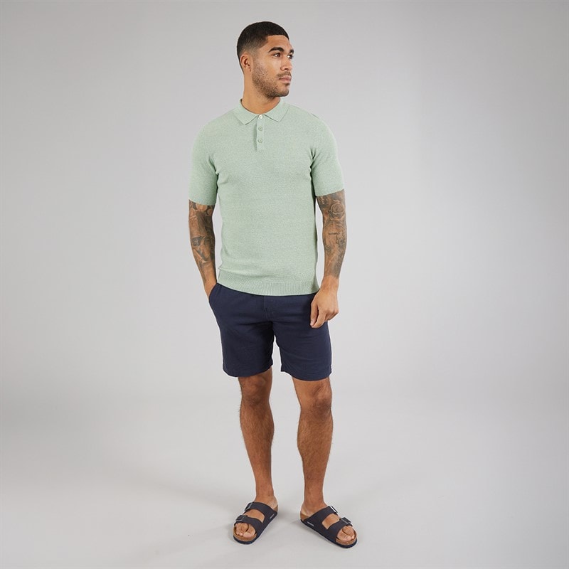 THREADBARE Mens Douglas Knitted Polo Shirt Aqua Twist - Image 4