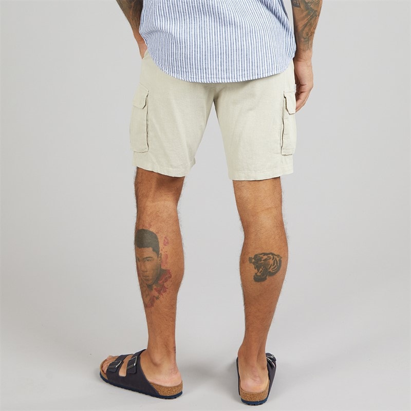 THREADBARE Mens Bristol Cargo Shorts Light Stone - Image 2
