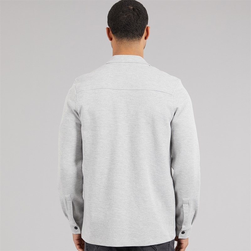 THREADBARE Mens Relay Long Sleeve Shacket Light Grey Marl - Image 2