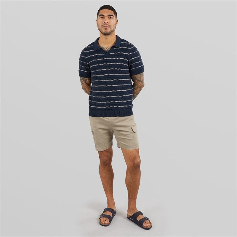 THREADBARE Mens Temples Cargo Shorts Taupe - Image 3