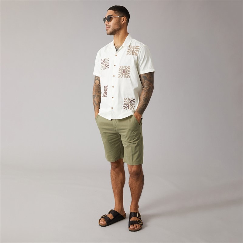 THREADBARE Mens Zetlanda Short Sleeve Shirt Ecru - Image 4