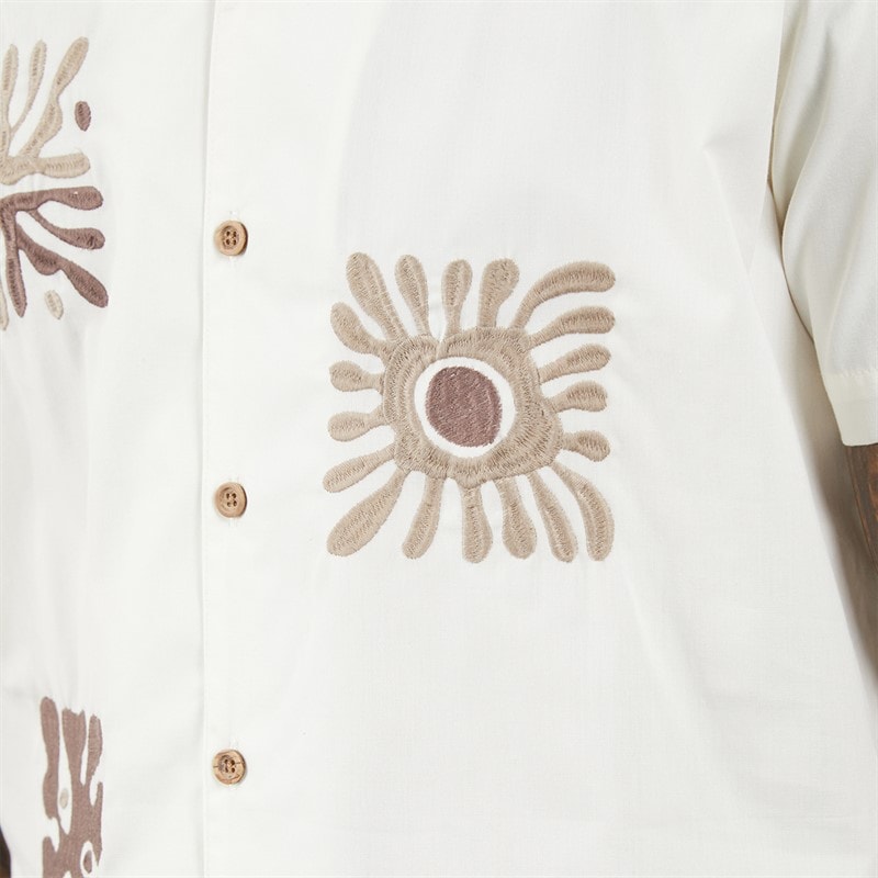 THREADBARE Mens Zetlanda Short Sleeve Shirt Ecru - Image 5