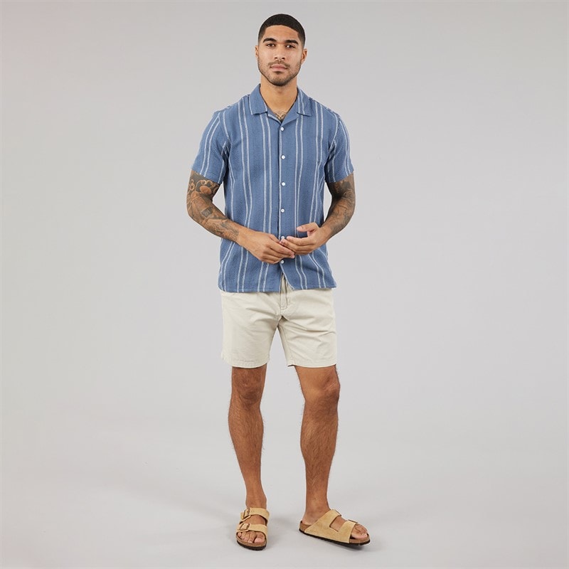 THREADBARE Mens Matteo Short Sleeve Shirt Denim - Image 4