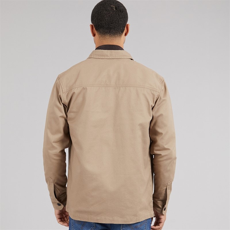 THREADBARE Mens Church Long Sleeve Shacket Stone - Image 2