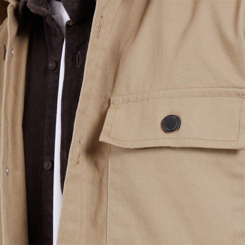 THREADBARE Mens Church Long Sleeve Shacket Stone - Image 3