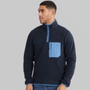 THREADBARE Mens Latrigg 1/4 Zip Fleece Navy