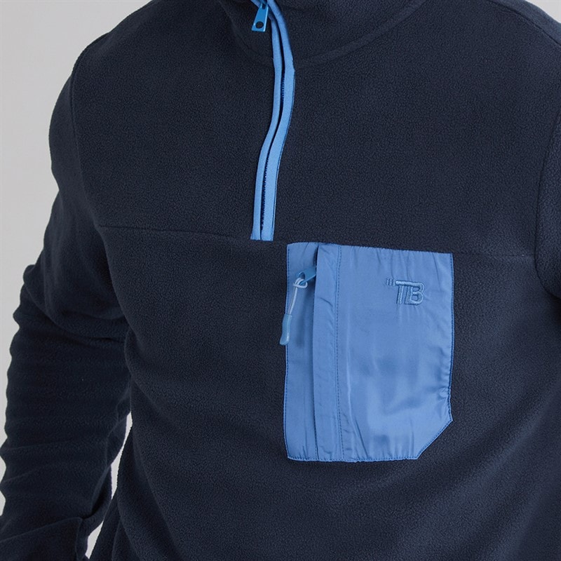 THREADBARE Mens Latrigg 1/4 Zip Fleece Navy - Image 3