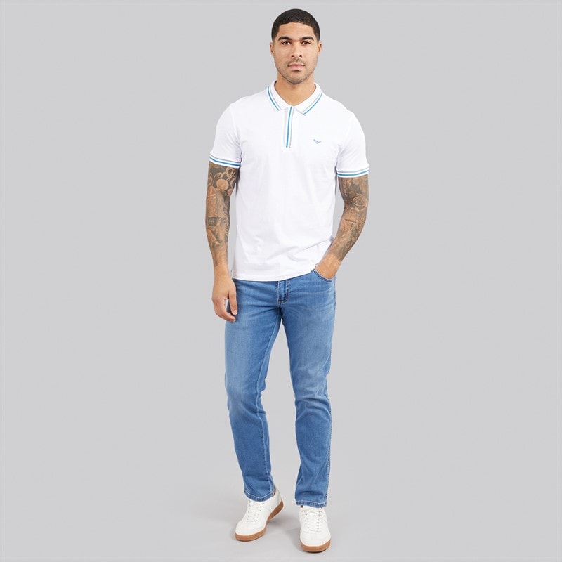 THREADBARE Mens Croswell Three Pack Polo Shirts Navy/Denim Blue/White - Image 3