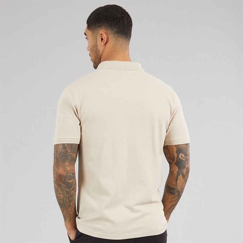 THREADBARE Mens Horwich Three Pack Polo Shirts Black/Stone/White - Image 3