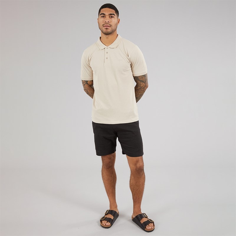 THREADBARE Mens Horwich Three Pack Polo Shirts Black/Stone/White - Image 4