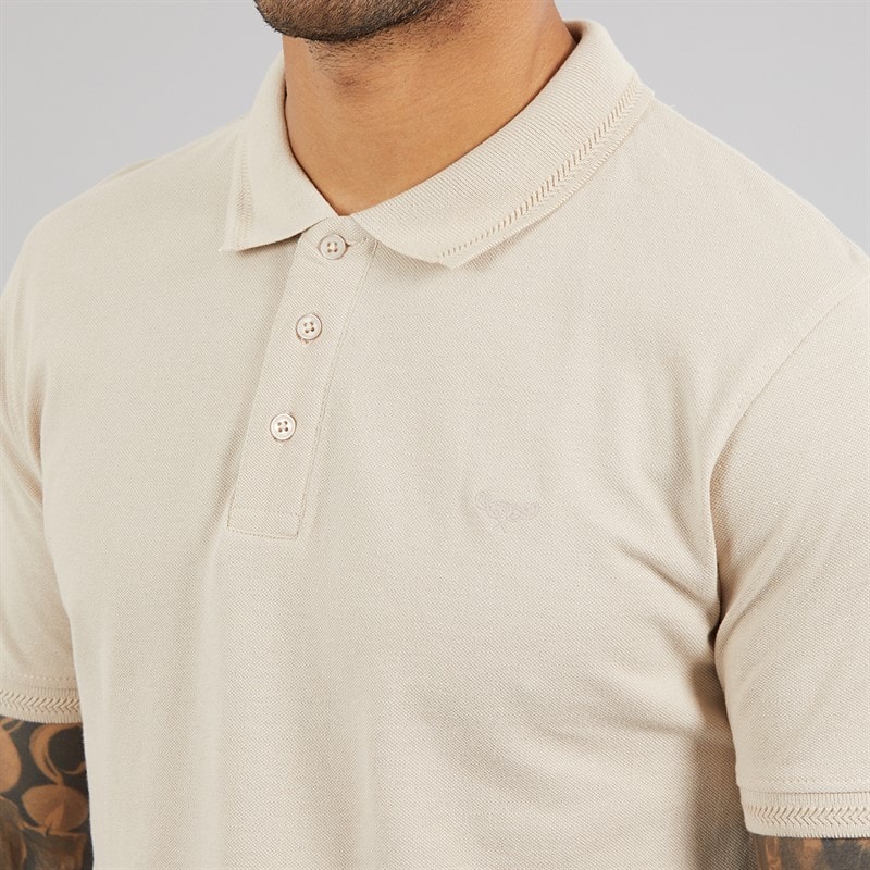 THREADBARE Mens Horwich Three Pack Polo Shirts Black/Stone/White - Image 5