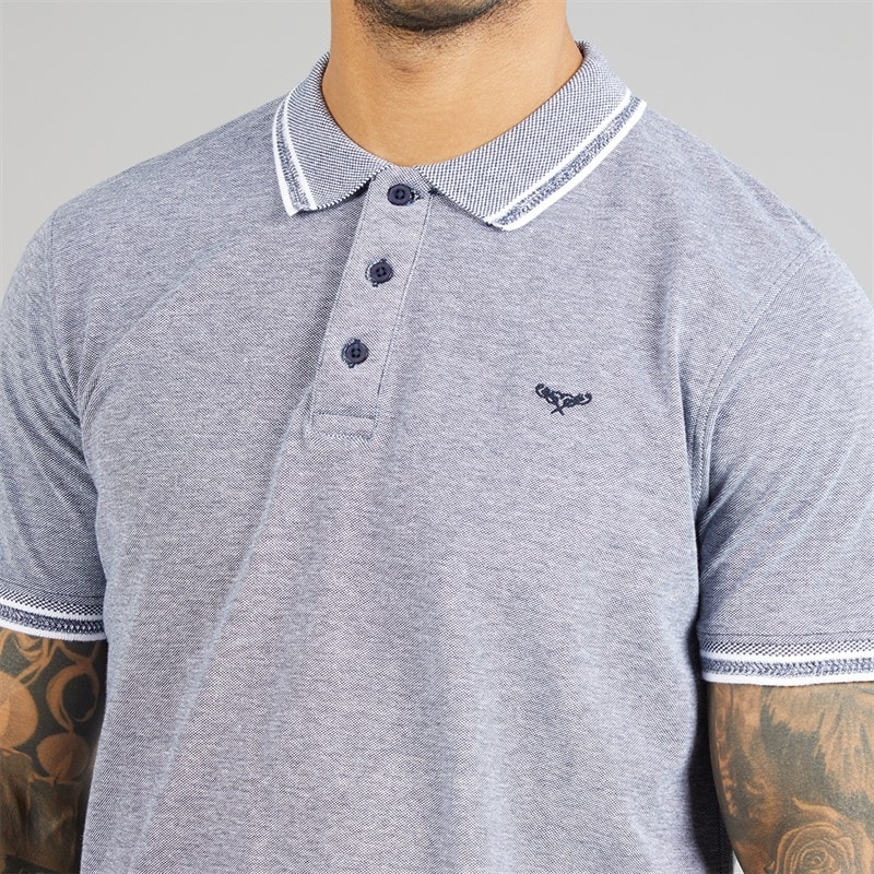 THREADBARE Mens Bron Polo Shirt Navy - Image 3