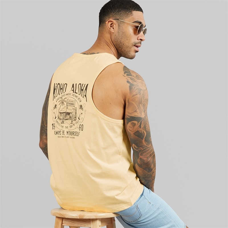 THREADBARE Mens Onda Ringer Two Pack Vests Sage/Ecru - Image 5