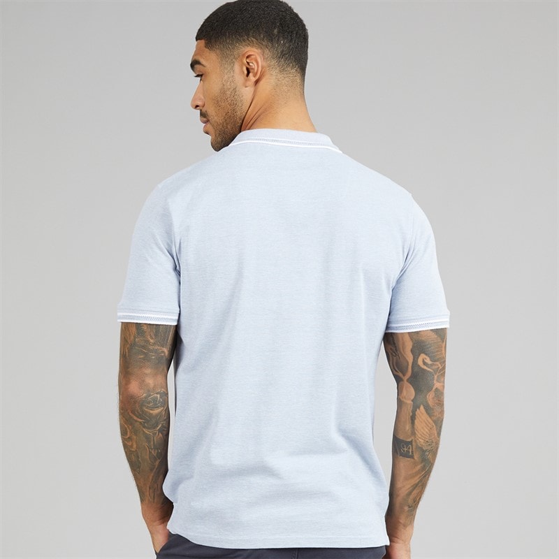 THREADBARE Mens Bron Polo Shirt Faded Denim - Image 2