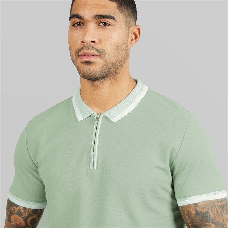 THREADBARE Mens Ember Polo Shirt Sage - Image 3